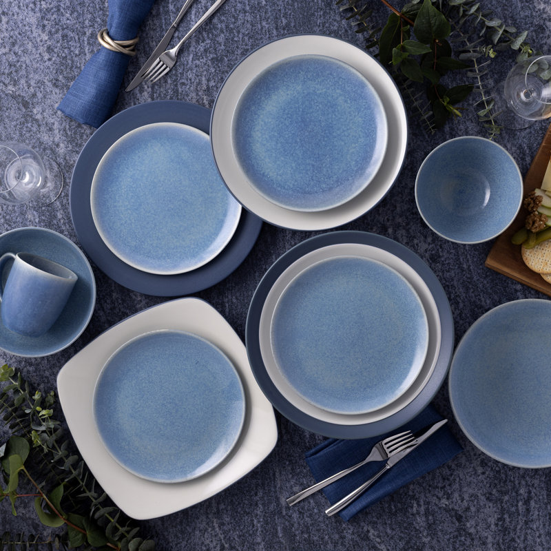 Noritake Colorwave Kiln Azure 12-Piece Dinnerware Set, Service for